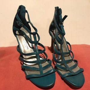 Blue Faux Alligator Skin Heels
